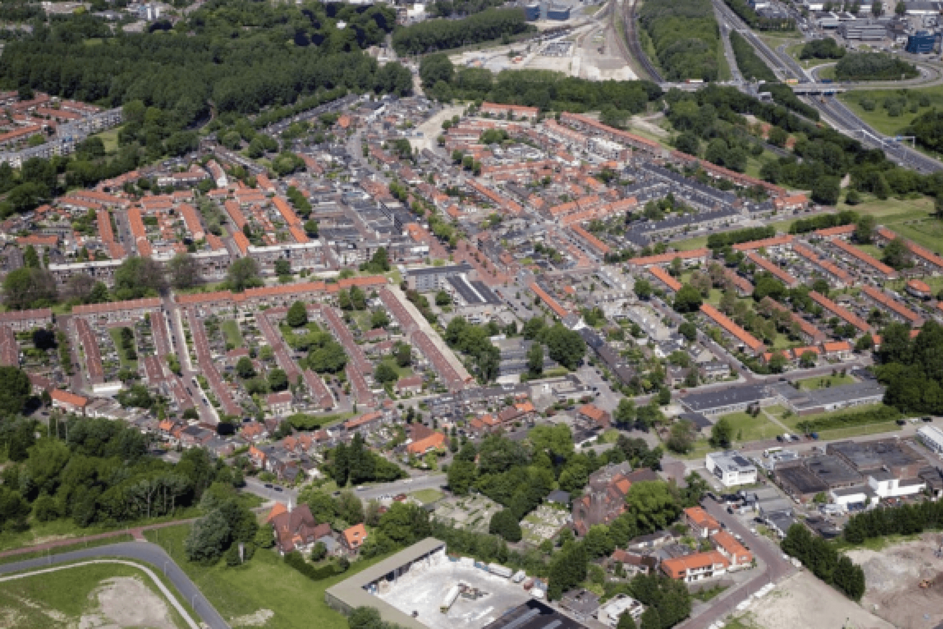 Luchtfoto van Velsen-Noord bij het Actieplan Velsen-Noord